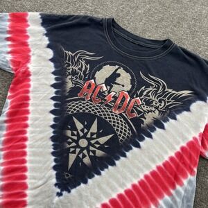 Vintage AC/DC Black Ice Tie Dye T Shirt Mens L Concert Rock Band Dates Y2K EUC